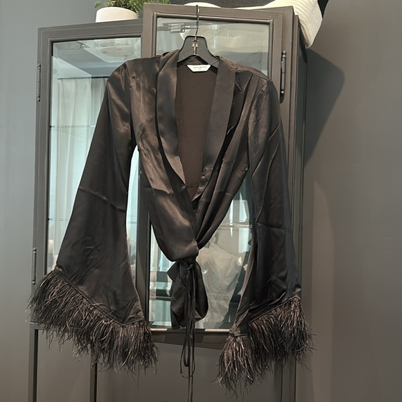 Amanda Uprichatd silk and ostrich feather top. - Picture 4 of 6